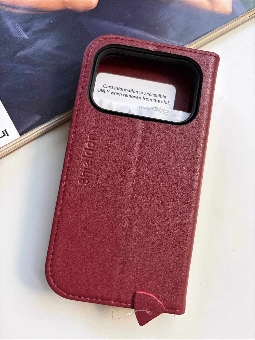 Burgundy Phone Wallet Case with Card Slot iPhone 17